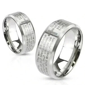 Stainless Steel Lord's Prayer Inscribed Ring